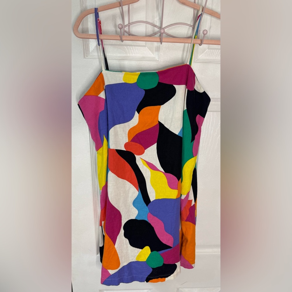 A New Day Bright Abstract Sun Dress
Linen Blend Multi Color Size Medium